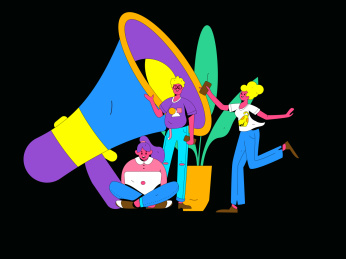 互联网公告告示模板矢量创意扁平插画