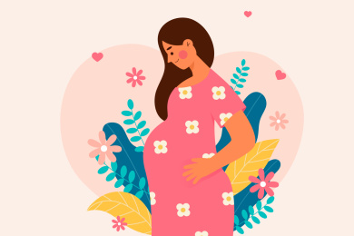 怀孕的准妈妈矢量插画