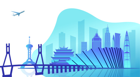 中国浙江温州市城市城市矢量插画网页版