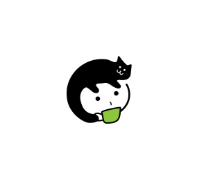 头顶猫咪喝茶的人