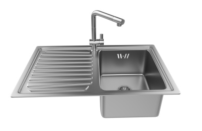 白色背景上的厨房水槽