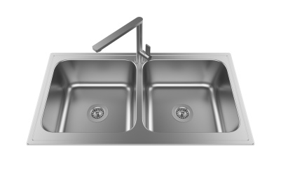 白色背景上的厨房水槽