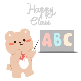 可爱卡通动物小熊开心课堂