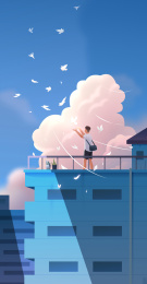 学生站在天台上