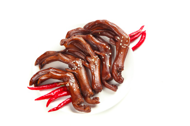 白底上的香辣鸭爪