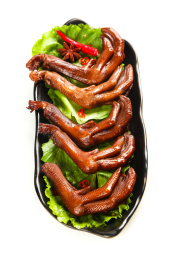 白底上的香辣鸭爪