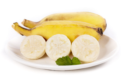 白底上的苹果香蕉