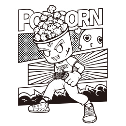 黑白版漫画风捏可乐的爆米花