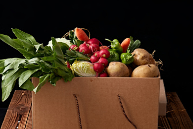 一堆农场新鲜采摘蔬菜