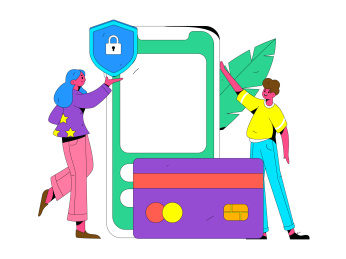 网络支付安全人物扁平矢量概念运营插画