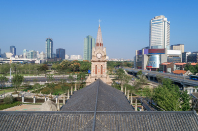 航拍中国浙江宁波城市风光