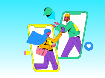 虚拟的社交概念商业扁平矢量插画