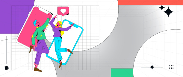 虚拟的社交概念商业扁平矢量插画