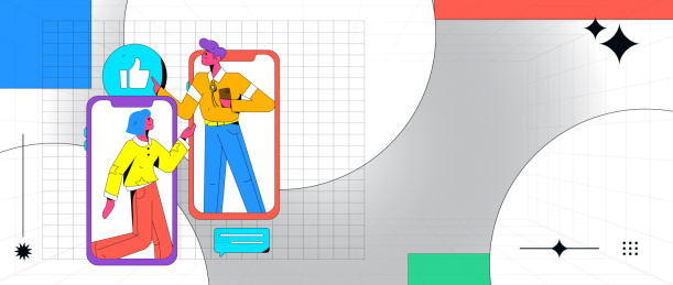 虚拟的社交概念商业扁平矢量插画