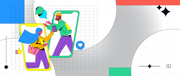 虚拟的社交概念商业扁平矢量插画