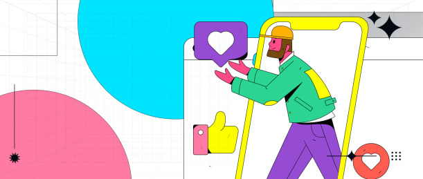 虚拟的社交概念商业扁平矢量插画