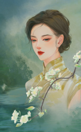 民国名媛豪门太太在梨花树下