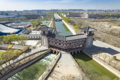 中国宁夏唐徕渠水闸春季防水