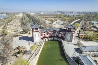 中国宁夏唐徕渠水闸春季防水