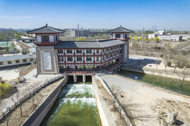 中国宁夏唐徕渠水闸春季防水