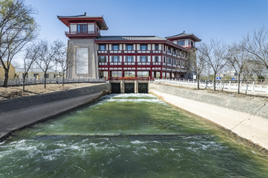 中国宁夏唐徕渠水闸春季防水