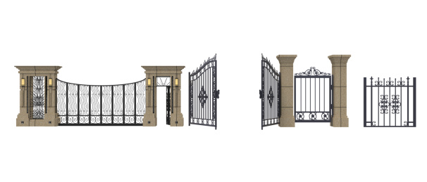 白色背景上的护栏