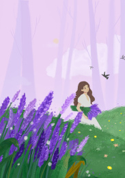 森系少女插画