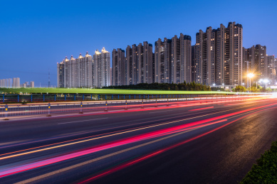 中国安徽宿州城市桥梁建筑道路夜景
