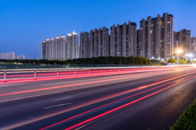 中国安徽宿州城市桥梁建筑道路夜景