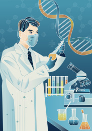 男性科研工作者插画