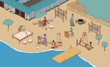 古代纺织人物图