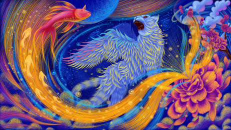 如虎添翼线圈插画