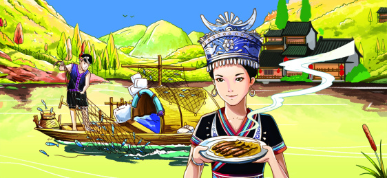 苗族湘西渔船捕捞野生鱼