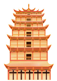 敦煌莫高窟特色建筑素材插画