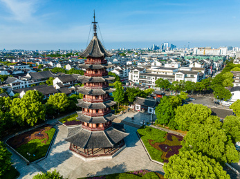 中国江苏苏州盘门景区航拍