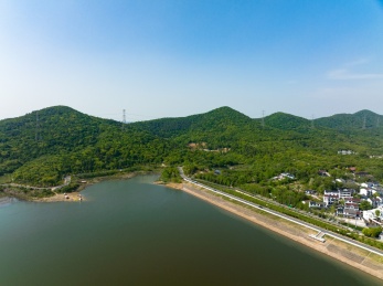 航拍中国江苏南京江宁龙尚水库