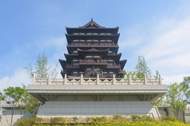 四川成都东安湖公园地标唐代风格阁楼东安阁