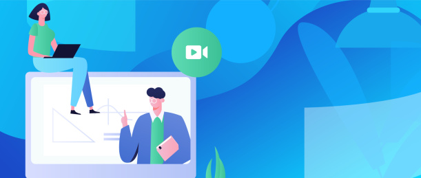 通过网课远程进行培训学习扁平矢量概念运营