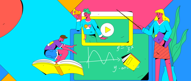 通过网课远程进行培训学习扁平矢量概念运营