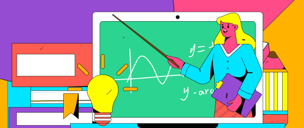 通过网课远程进行培训学习扁平矢量概念运营