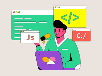 编程教学开发扁平矢量概念运营插画