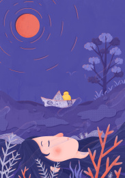 海底沉睡的女孩和海面上出航的小鸭子