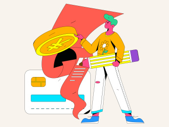 查看信用卡的人物扁平矢量概念运营插画