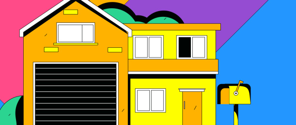 城市中的屋子建筑矢量概念运营插画