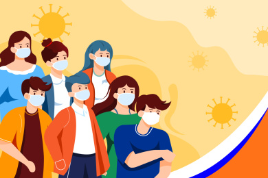 戴口罩插画矢量图