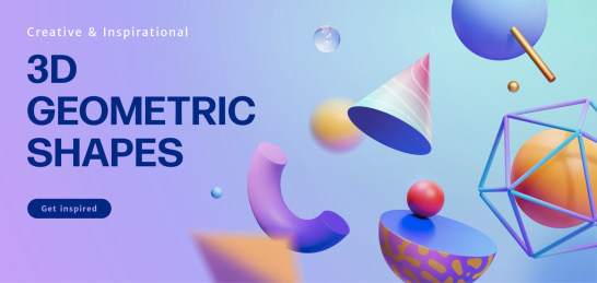 三維孟菲斯风格创意渐层横幅