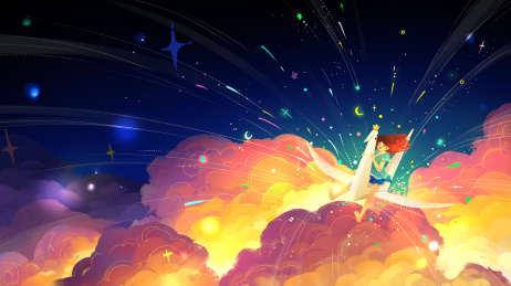 夜晚梦幻千纸鹤女孩