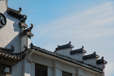 中国安徽皖南徽派建筑民居青砖黑瓦白墙马头墙