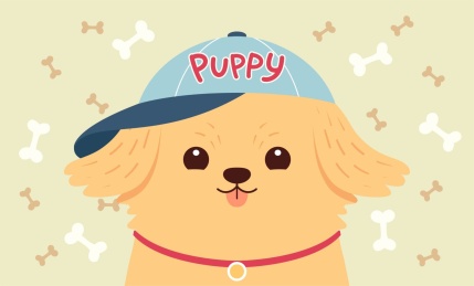 可爱戴帽子小黄狗头像插画