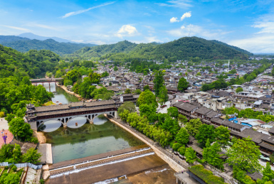 中国四川成都街子古镇航拍图